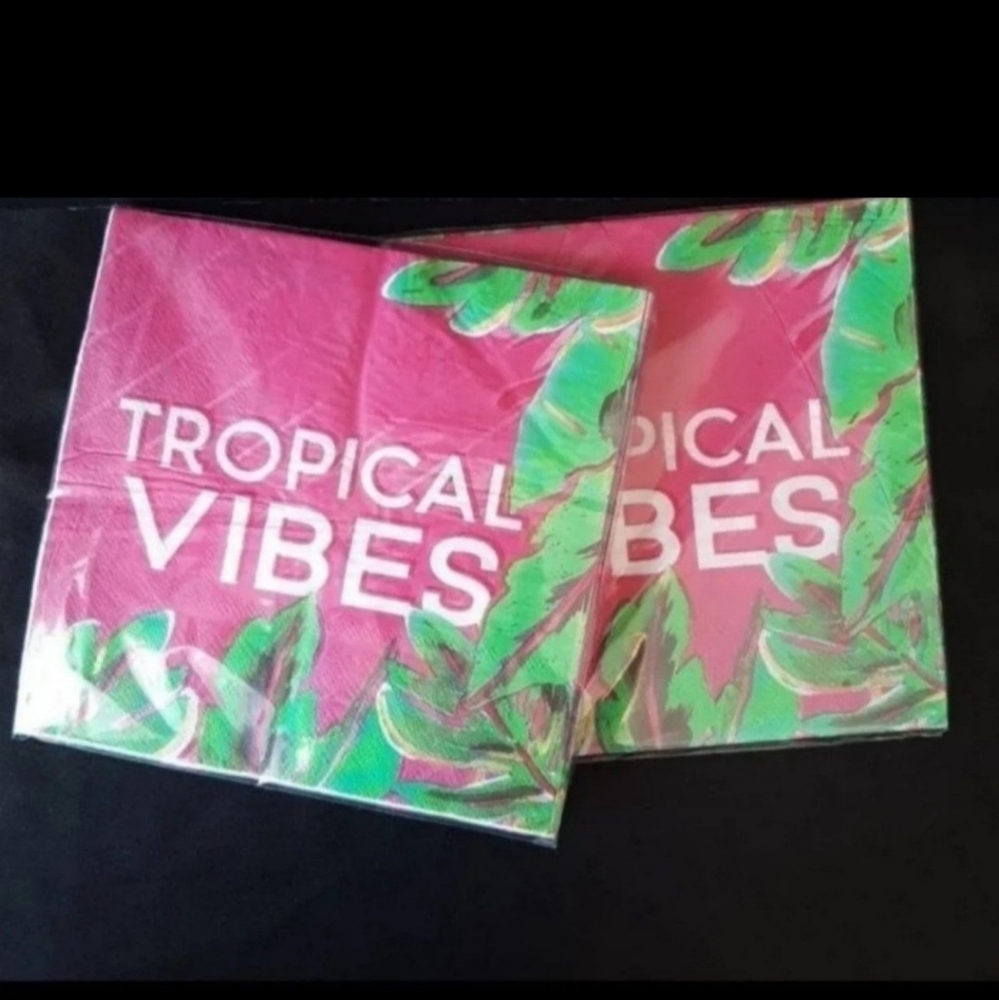 Party Paper Napkins Set of 2 Tropical Vibes 18-ct Packs New Pink